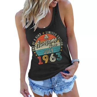 60 Year Old Vintage July 1963 Limited Edition 60Th Birthday Gift For Womens Women Flowy Tank - Thegiftio UK