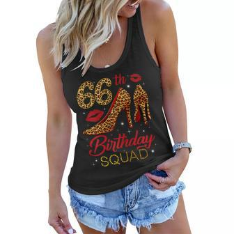 66Th Birthday Squad Stepping Into 66 Leopard High Heel Gift For Womens Women Flowy Tank | Mazezy