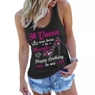 A Queen Was Born In November Birthday Gift For Women Girl Women Flowy Tank | Mazezy
