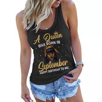 A Queen Was Born In September Birthday Shirts For Women Women Flowy Tank | Mazezy