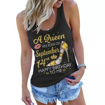 A Queen Was Born On September 14Th Happy Birthday To Me Mom Women Flowy Tank | Mazezy