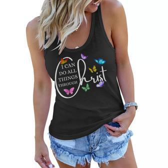 All Things Through Christ Faith Based Christian Graphic Women Flowy Tank | Mazezy