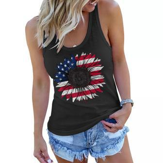 American Flag Sunflower 4Th Of July Independence Usa Day Women Flowy Tank - Seseable