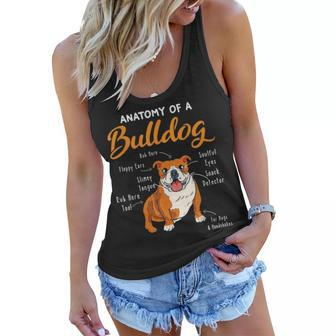 Anatomy Of A Bulldog Funny Bulldog Dog Mom Dog Dad Women Flowy Tank - Seseable