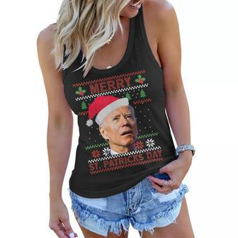 Anti Biden Merry St Patricks Day Ugly Christmas Sweater Women Flowy Tank - Seseable
