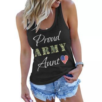 Army Aunt Gift Proud Army Auntie Of A Soldier Nephew Aunts Women Flowy Tank | Mazezy