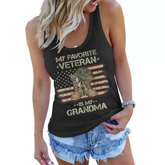 Army Veterans Day My Favorite Veteran Is My Grandma Kids Women Flowy Tank - Seseable