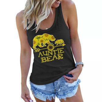 Auntie Bear Sunflower Funny Mother Father Gifts Women Flowy Tank - Seseable