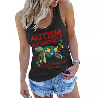 Autism Awareness Turtle Puzzle Mom Kids Teacher Gift Love Women Flowy Tank - Seseable