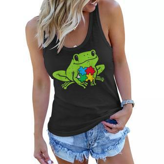Autism Frog Puzzle Cute Awareness Animal Asd Men Women Kids Women Flowy Tank - Seseable