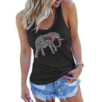 Autism Mom Elephant Puzzle Pieces Autism Supporter Outfit Women Flowy Tank - Seseable