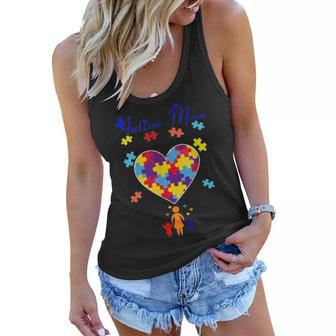 Autism Mom Gift Autism Awareness Heart For Mom Women Flowy Tank - Seseable