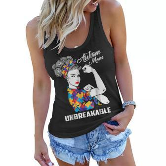 Autism Mom Unbreakable Autism Awareness Gift Women Flowy Tank - Seseable