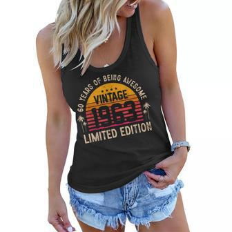 Awesome 60 Years Old 60Th Birthday Sunset Vintage 1963 Women Flowy Tank - Seseable