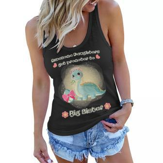 Awesome Daughters Get Promoted To Big Sister Cute Dino Gift Women Flowy Tank | Mazezy