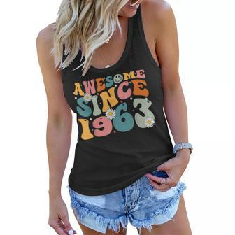 Awesome Since 1963 60Th Birthday Retro Gifts Born In 1963 Women Flowy Tank - Seseable