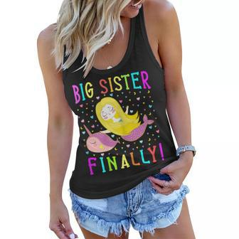 Baby Shower Gifts For Daughter Mermaid Big Sister Finally Women Flowy Tank | Mazezy