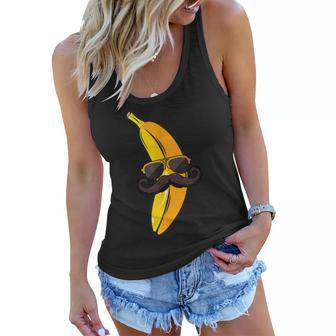 Banana Mustache Sunglasses Face Funny Fruit Cool Banana Women Flowy Tank | Mazezy