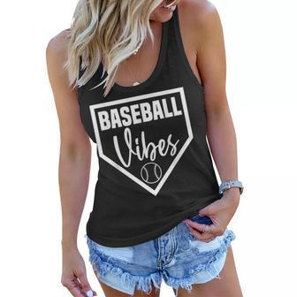 Baseball Inspired Vibes Dirt Sports Mom Distressed Pitch Women Flowy Tank - Seseable