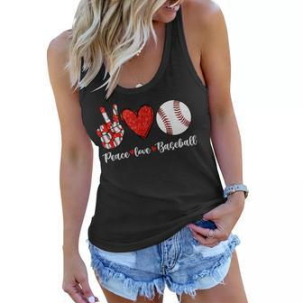 Baseball Mom Leopard Print Peace Love Baseball Mothers Day Women Flowy Tank | Mazezy