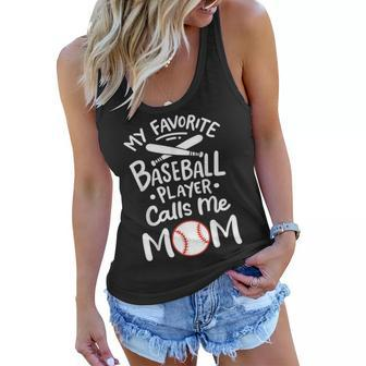 Baseball My Favorite Baseball Player Calls Me Mom Women Flowy Tank | Mazezy