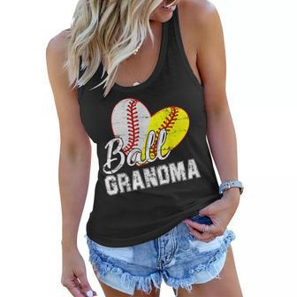 Baseball Softball Ball Heart Grandma Mothers Day Women Flowy Tank | Mazezy