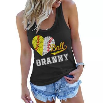 Baseball Softball Ball Heart Granny Mothers Day Women Flowy Tank - Seseable