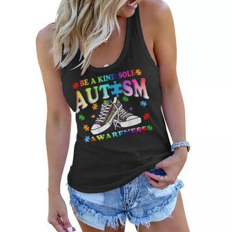 Be A Kind Sole Autism Awareness Puzzle Shoes Be Kind Gifts Women Flowy Tank | Mazezy