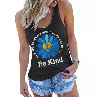 Be Kind Blue Sunflower Child Abuse Prevention Awareness Women Flowy Tank | Mazezy CA