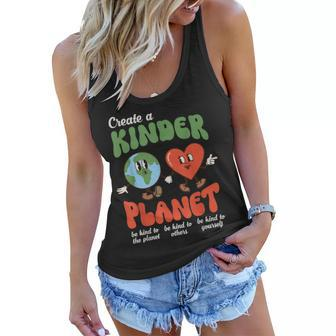Be Kind Planet Save Earth Day Retro Groovy Environment Women Flowy Tank | Mazezy