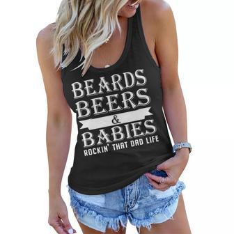 Beards Beers & Babies Rockin That Dad Life Fathers Day Women Flowy Tank - Thegiftio UK