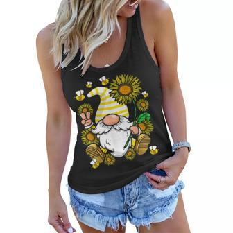 Bee Sunflower Gnome Hippie Peace Sign Gardening Gnomies Women Flowy Tank | Mazezy