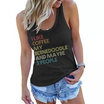 Bernedoodle Dog Owner Coffee Lovers Quote Vintage Retro Women Flowy Tank - Seseable
