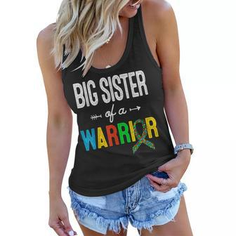 Big Sister Of A Warrior Autism Awareness Support Women Flowy Tank | Mazezy