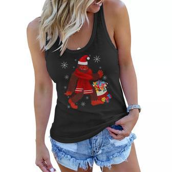 Bigfoot Christmas Shirt Sasquatch Santa Red Scarf Toys Gift Women Flowy Tank - Thegiftio UK
