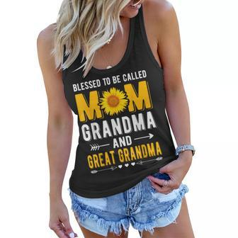 Blessed To Be Called Mom Grandma Great Grandma Mothers Day Women Flowy Tank - Thegiftio UK