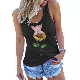 Blessed To Be Called Mom Pig Sunflower Women Flowy Tank - Seseable