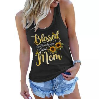 Blessed To Be Called Mom Sunflower Butterfly Mothers Day Women Flowy Tank | Mazezy