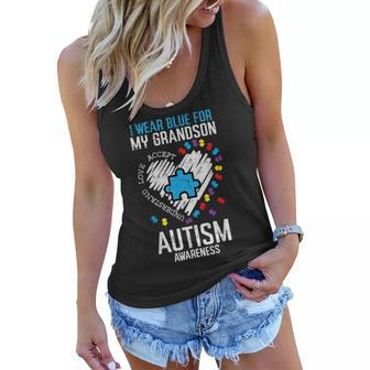 Blue For Grandson Autism Awareness Family Grandma Grandpa Women Flowy Tank | Mazezy