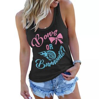 Bows Or Burnouts Gender Reveal Idea For New Mom Or New Dad Women Flowy Tank | Mazezy