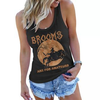 Brooms Are For Amateurs Horse Riding Halloween Women Flowy Tank | Mazezy