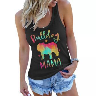 Bulldog Mama Colorful English Bulldog Gifts Dog Mom Women Flowy Tank | Mazezy