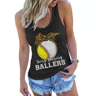 Busy Raising Ballers Mom Of Baseball Players Gifts Women Flowy Tank | Mazezy