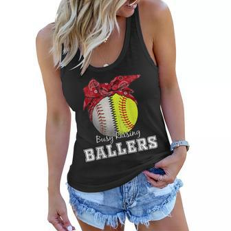 Busy Raising Ballers Softball Baseball Baseball Mom Gift Women Flowy Tank | Mazezy AU