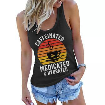 Caffeinated Medicated Hydrated Funny Nurse Coffee Women Flowy Tank | Mazezy