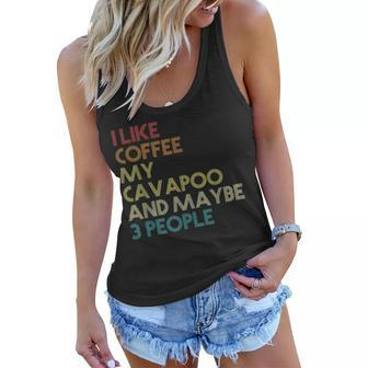 Cavapoo Dog Owner Coffee Lovers Funny Quote Vintage Retro Women Flowy Tank - Seseable