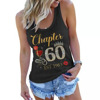 Chapter 60 Years Est 1963 60Th Birthday Red Rose Wine Crown Women Flowy Tank | Mazezy