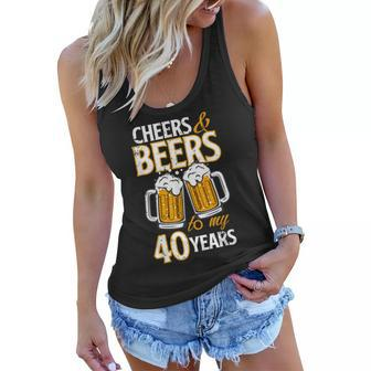 Cheers And Beers To My 40 Years Fourty Birthday Gift Women Flowy Tank | Mazezy