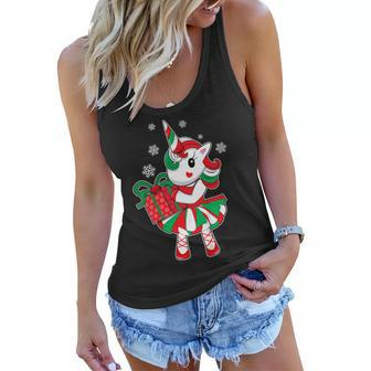 Christmas Unicorn Fun Girls Kids Snowflake Holiday Xmas Gift Women Flowy Tank | Mazezy
