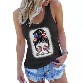 Coast Guard Mom Messy Bun Sunglasses Military Mothers Day Women Flowy Tank - Seseable